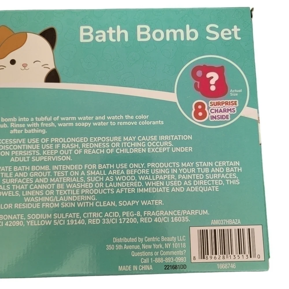 🛑2 / $40 Sale! Squishmallow Bath Bomb Set (8 Count) with Surprise Charms NWT